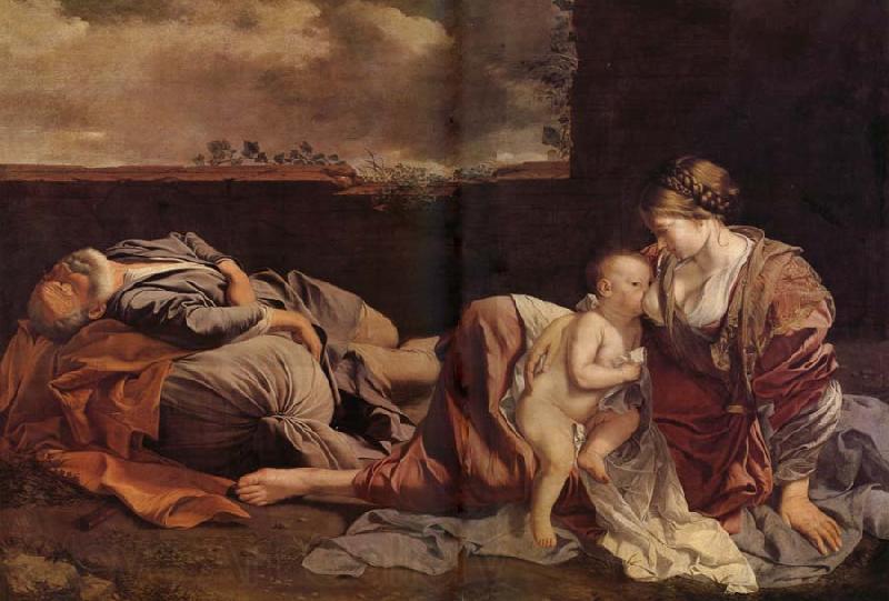 Orazio Gentileschi Le Repos de la Sainte Famille pendant la fuite en Egypte Norge oil painting art